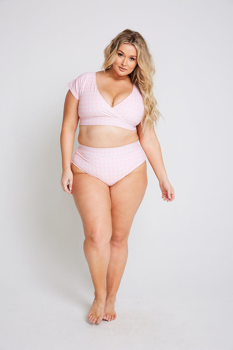 Lover Cheeky Plus Size Swimsuit Bikini Bottoms in Gingham